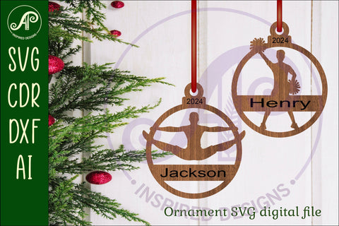 Male Cheerleading Christmas Ornament SVG laser cut SVG APInspireddesigns 