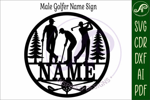 Male Golfer name wall art sign, SVG personalized SVG APInspireddesigns 