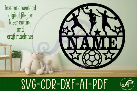 Male Handball name sign svg laser cut template SVG APInspireddesigns 