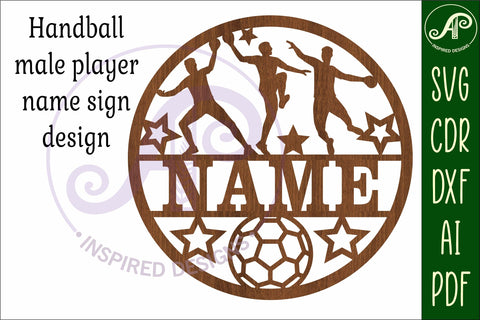 Male Handball name sign svg laser cut template SVG APInspireddesigns 