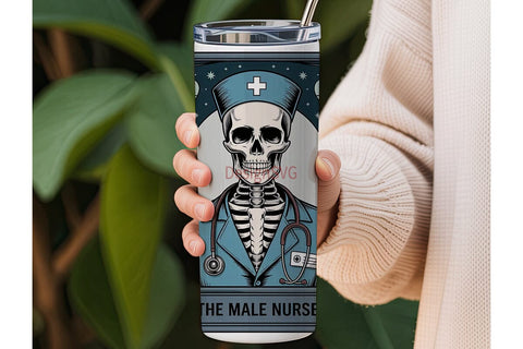 Male Nurse Skeleton 20oz Tumbler Wrap Sublimation DesignSVG 