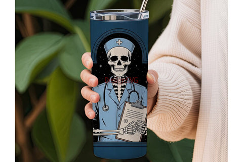 Male Nurse Skeleton 20oz Tumbler Wrap Sublimation DesignSVG 