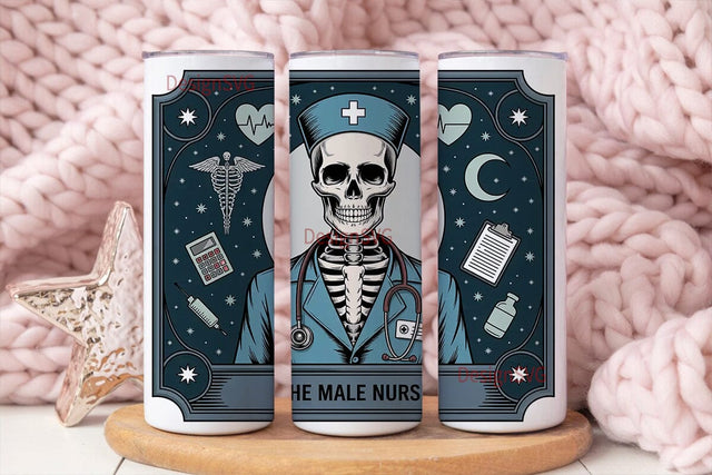 Male Nurse Skeleton 20oz Tumbler Wrap Sublimation DesignSVG 