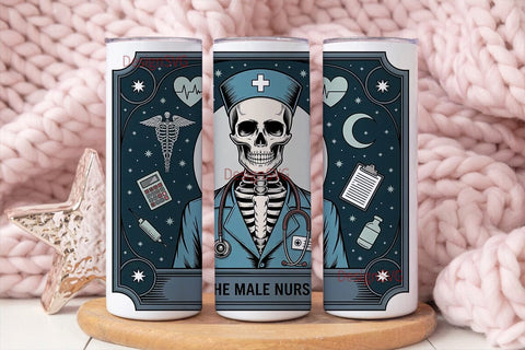 Male Nurse Skeleton 20oz Tumbler Wrap Sublimation DesignSVG 