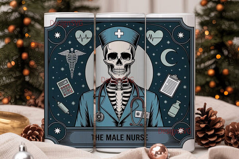 Male Nurse Skeleton 20oz Tumbler Wrap Sublimation DesignSVG 