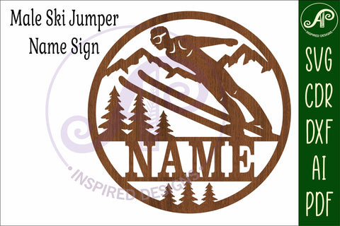 Male Ski Jump wall sign, Skier laser cut sign SVG APInspireddesigns 