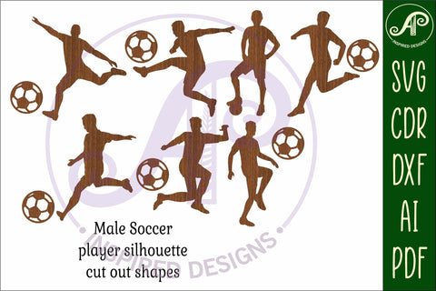Male soccer player Silhouette laser cut shapes x 7 SVG SVG APInspireddesigns 