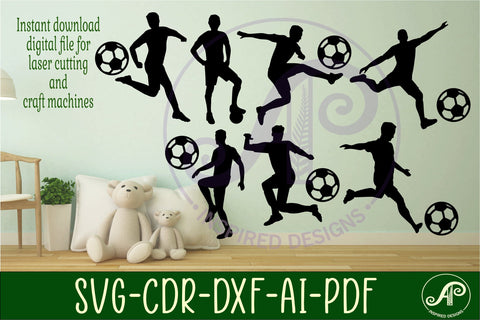 Male soccer player Silhouette laser cut shapes x 7 SVG SVG APInspireddesigns 