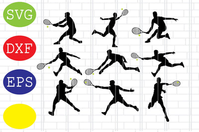 Male Tennis Player Svg, Tennis Silhouette, Tennis Fan Svg, Jpg, Eps, Dxf Files SVG DigitalSvgFiles 