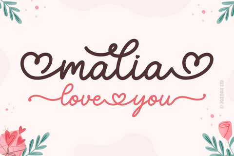 Malia Love You - Lovely Script Font Font Jozoor 