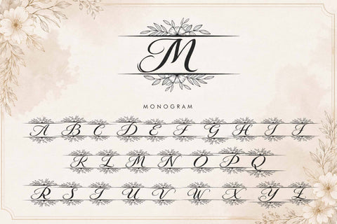 Malietha Flower Monogram Font Prasetya Letter 
