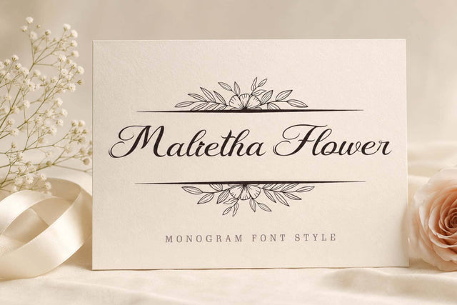 Malietha Flower Monogram Font Prasetya Letter 