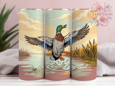 Mallard Duck Calm Lake 20oz Tumbler, Green Head, Duck in Flight, Calm Lake, Wildlife Design, Skinny Tumbler, Sublimation PNG Sublimation Li Zamperini 