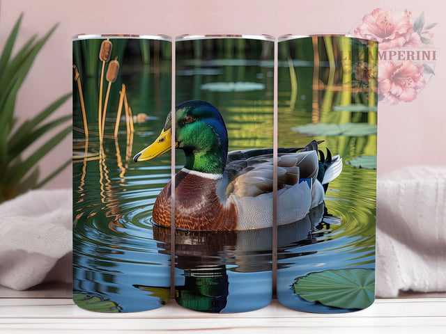 Mallard Duck Wildlife 20oz Tumbler Wrap, Floating Peacefully, Beautiful Bird, Wildlife Design, Duck Art, 20oz Tumbler Wrap, Sublimation PNG Sublimation Li Zamperini 