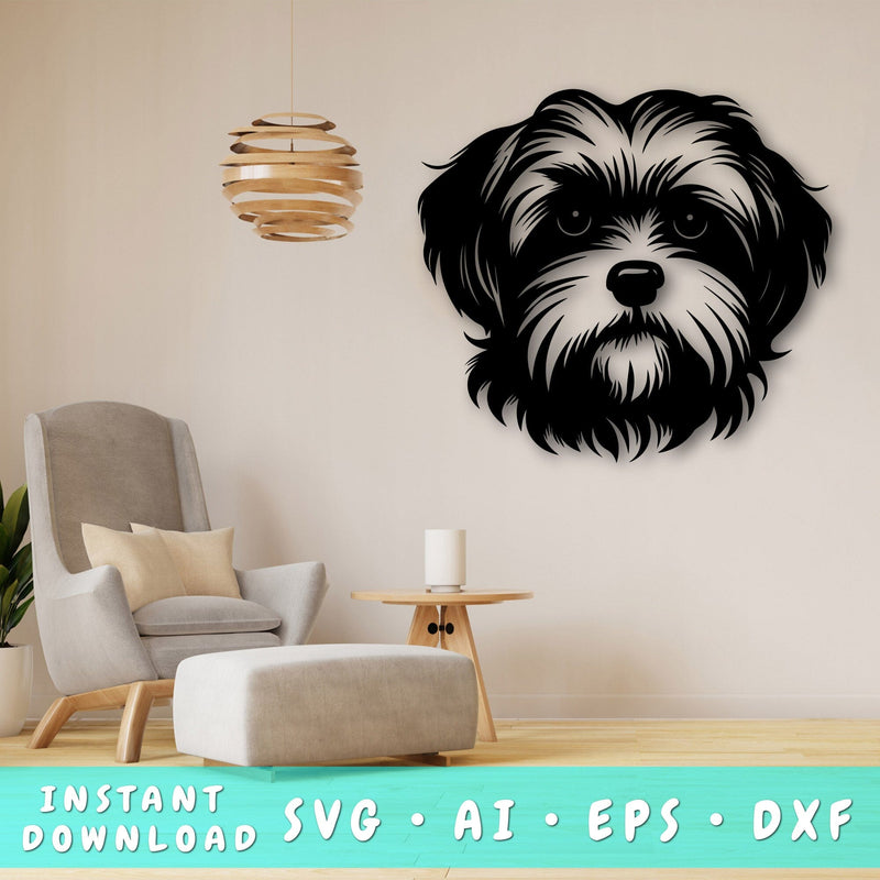 Maltese Dog Laser SVG Cut File, Maltese Glowforge File, Maltese DXF, Maltese Wall Art SVG SVG HappyDesignStudio 