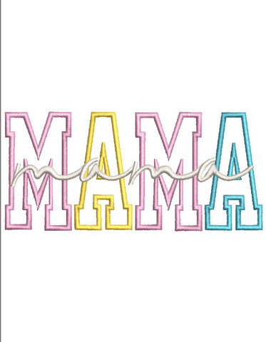 MAMA Applique' Embroidery Design 4 Sizes - File formats in pes,dst,jef,xxx,exp,vip,vp3, Popular, trending, mama design, mom, Mother’s Day Embroidery/Applique DESIGNS AestheticdesignsE 