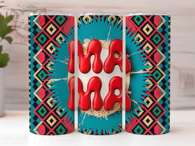 Mama Aztec Leopard Boho Glitter Tumbler, Aztec Leopard Tumbler PNG, Glitter Tumbler Sublimation, 20oz Skinny Tumbler Design, Boho Mama Tumbler Wrap, Western Glitter Tumbler Sublimation Lara' s Designs 