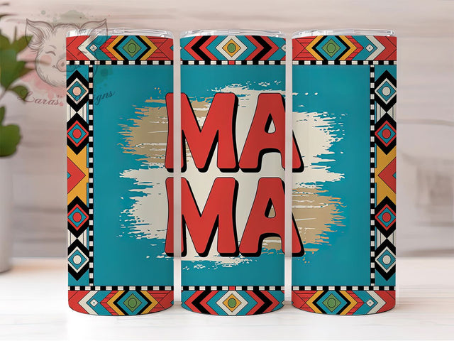Mama Aztec Leopard Boho Glitter Tumbler, Aztec Leopard Tumbler PNG, Glitter Tumbler Sublimation, 20oz Skinny Tumbler Design, Boho Mama Tumbler Wrap, Western Glitter Tumbler Sublimation Lara' s Designs 