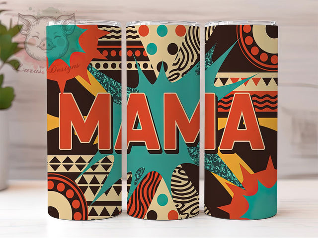Mama Aztec Leopard Boho Glitter Tumbler, Aztec Leopard Tumbler PNG, Glitter Tumbler Sublimation, 20oz Skinny Tumbler Design, Boho Mama Tumbler Wrap, Western Glitter Tumbler Sublimation Lara' s Designs 