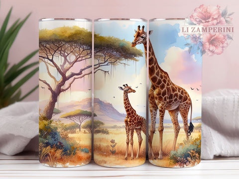 Mama Baby Giraffe 20 oz Skinny Tumbler Sublimation Design, Straight & Tapered Tumbler Png, Giraffes Tumbler Png, Digital Download PNG Sublimation Li Zamperini 