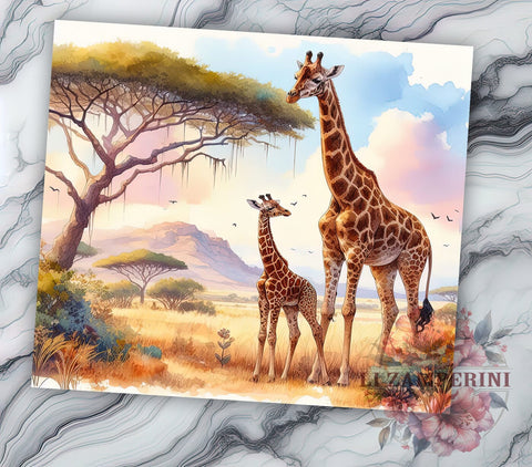 Mama Baby Giraffe 20 oz Skinny Tumbler Sublimation Design, Straight & Tapered Tumbler Png, Giraffes Tumbler Png, Digital Download PNG Sublimation Li Zamperini 