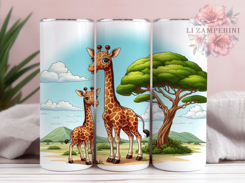 Mama Baby Giraffe 20 oz Skinny Tumbler Sublimation Design, Straight & Tapered Tumbler Png, Giraffes Tumbler Png, Digital Download PNG Sublimation Li Zamperini 