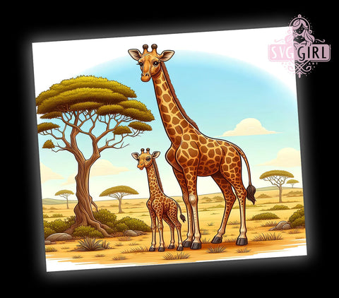 Mama Baby Giraffe 20oz Tumbler Wrap Sublimation Design, Straight Tapered Tumbler Wrap, Giraffes Tumbler Png, Instant Digital Download Sublimation SvggirlplusArt 