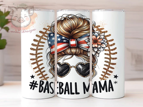 Mama Baseball 20oz Tumbler Png, Straight & Tapered Tumbler Png, Baseball Mom Life Bun Hair Tumbler Png, Digital Download PNG Sublimation Lara' s Designs 