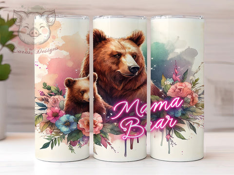 Mama Bear 20 oz Skinny Tumbler Sublimation Design, Straight & Tapered Tumbler Png, Mother's Day Tumbler Png, Digital Download PNG Sublimation Lara' s Designs 