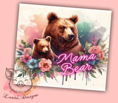 Mama Bear 20 oz Skinny Tumbler Sublimation Design, Straight & Tapered Tumbler Png, Mother's Day Tumbler Png, Digital Download PNG Sublimation Lara' s Designs 