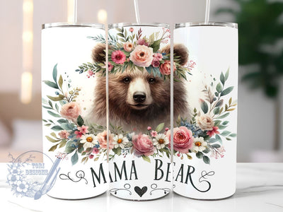 Mama Bear 20oz Skinny Tumbler, Floral Mom Tumbler Png, Straight & Tapered Tumbler Wrap, Instant Digital Download Sublimation ToriDesigns 