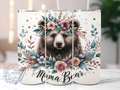 Mama Bear 20oz Skinny Tumbler, Floral Mom Tumbler Png, Straight & Tapered Tumbler Wrap, Instant Digital Download Sublimation ToriDesigns 