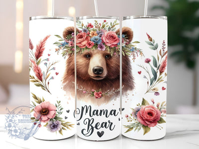 Mama Bear 20oz Skinny Tumbler, Floral Mom Tumbler Png, Straight & Tapered Tumbler Wrap, Instant Digital Download Sublimation ToriDesigns 