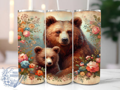 Mama Bear 20oz Skinny Tumbler PNG, Mother's Day Tumbler Sublimation Wrap, Straight & Tapered Tumbler Wrap, Instant Digital Download Sublimation ToriDesigns 