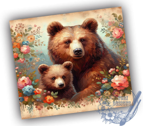 Mama Bear 20oz Skinny Tumbler PNG, Mother's Day Tumbler Sublimation Wrap, Straight & Tapered Tumbler Wrap, Instant Digital Download Sublimation ToriDesigns 