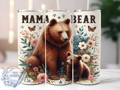 Mama Bear 20oz Skinny Tumbler PNG, Mother's Day Tumbler Sublimation Wrap, Straight & Tapered Tumbler Wrap, Instant Digital Download Sublimation ToriDesigns 