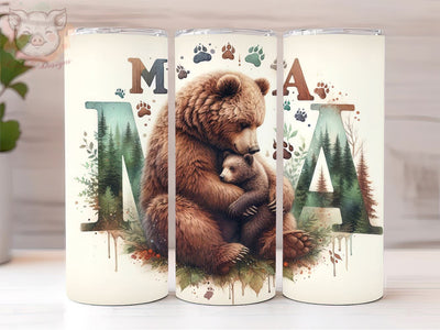 Mama Bear 20oz Tumbler Png, Straight & Tapered Tumbler Png, Forest Animals Tumbler Png, Digital Download PNG Sublimation Lara' s Designs 