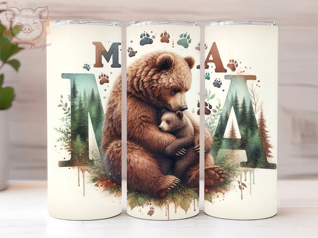 Mama Bear 20oz Tumbler Png, Straight & Tapered Tumbler Png, Forest Animals Tumbler Png, Digital Download PNG Sublimation Lara' s Designs 