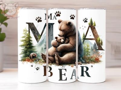 Mama Bear 20oz Tumbler Png, Straight & Tapered Tumbler Png, Forest Animals Tumbler Png, Digital Download PNG Sublimation Lara' s Designs 