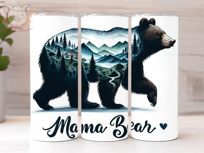 Mama Bear 20oz Tumbler Png, Straight & Tapered Tumbler Png, Mom Bear Tumbler Png, Digital Download PNG Sublimation Lara' s Designs 