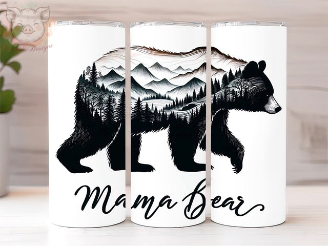 Mama Bear 20oz Tumbler Png, Straight & Tapered Tumbler Png, Mom Bear Tumbler Png, Digital Download PNG Sublimation Lara' s Designs 