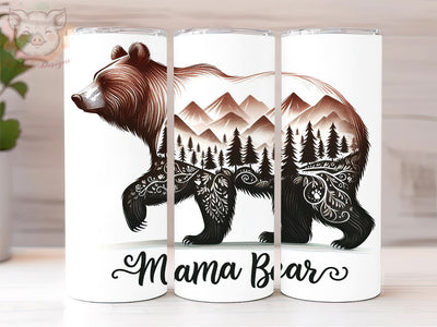 Mama Bear 20oz Tumbler Png, Straight & Tapered Tumbler Png, Mom Bear Tumbler Png, Digital Download PNG Sublimation Lara' s Designs 