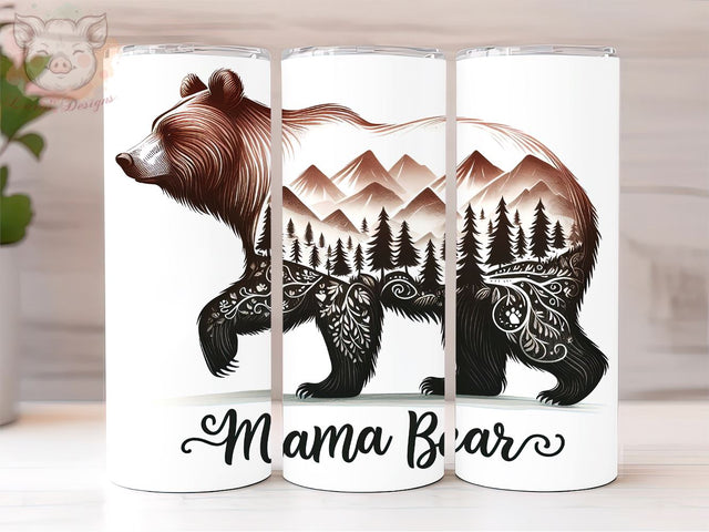 Mama Bear 20oz Tumbler Png, Straight & Tapered Tumbler Png, Mom Bear Tumbler Png, Digital Download PNG Sublimation Lara' s Designs 