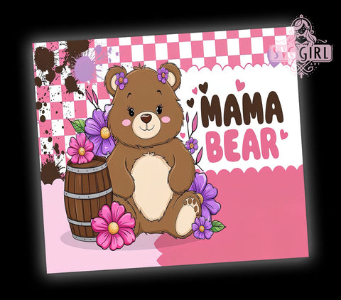 Mama Bear 20oz Tumbler Wrap, Mama Bear, Bear Tumbler, 20oz Tumbler, Sublimation Wrap, Custom Tumbler, Gift for Mom, Mother’s Day Gift Sublimation SvggirlplusArt 