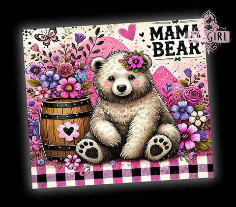 Mama Bear 20oz Tumbler Wrap, Mama Bear, Bear Tumbler, 20oz Tumbler, Sublimation Wrap, Custom Tumbler, Gift for Mom, Mother’s Day Gift Sublimation SvggirlplusArt 