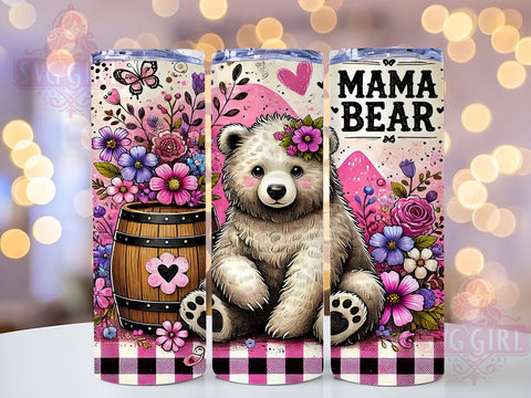 Mama Bear 20oz Tumbler Wrap, Mama Bear, Bear Tumbler, 20oz Tumbler, Sublimation Wrap, Custom Tumbler, Gift for Mom, Mother’s Day Gift Sublimation SvggirlplusArt 