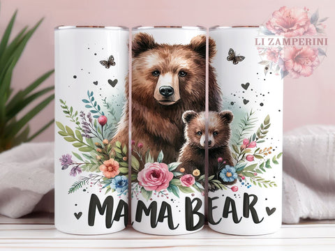 Mama Bear 20oz Tumbler Wrap PNG, Mother's Day Tumbler PNG Sublimation Design, Straight & Tapered Tumbler Wrap, Instant Digital Download Sublimation Li Zamperini 