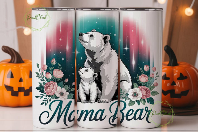 Mama Bear 20oz Tumbler Wrap Sublimation PixelChick 