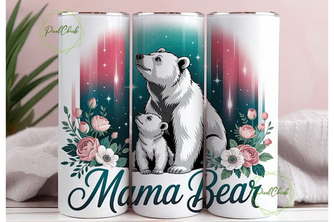 Mama Bear 20oz Tumbler Wrap Sublimation PixelChick 