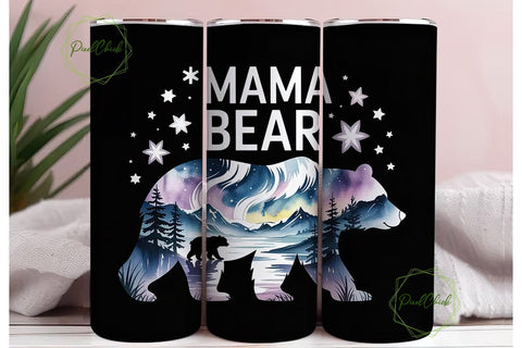 Mama Bear 20oz Tumbler Wrap Sublimation PixelChick 